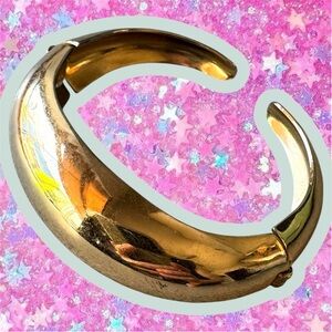 Coro Pegasus vintage 1950s signed Gold tone cuff hinged bracelet bangle MCM mod